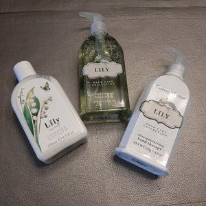 NWT Crabtree and Evelyn 3 x 250 ml/g Lily Body Lotion/Hand Wash/Hand Therapy